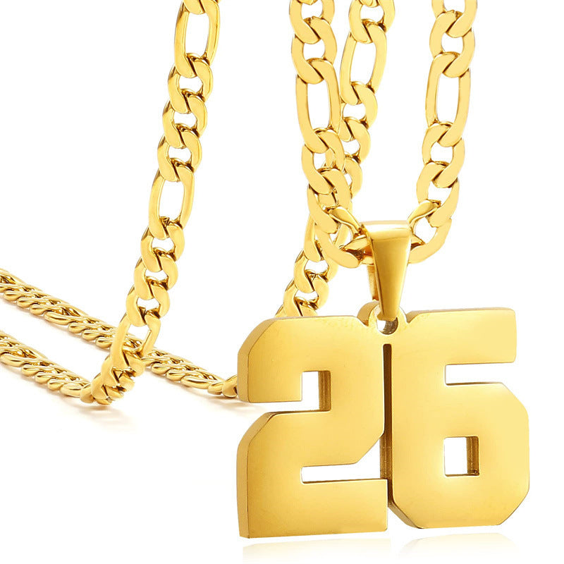 Minimalist Numeric Pendant Necklace for Men and Women Stainless Steel Chain with Polished Titanium Steel Charm