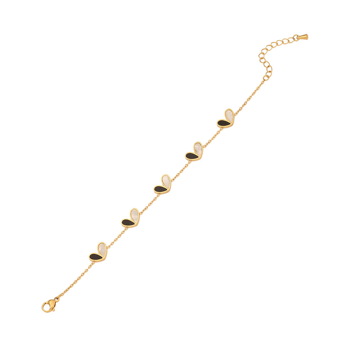 Set di collana alla moda in acciaio inossidabile a forma di cuore con pendente in stile abalone bianco e nero su catena O per donna