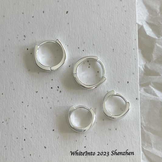 Minimalist Korean Style Silver Ear Studs with Letter Shape Design in 925 Sterling Silver with Plated Finish