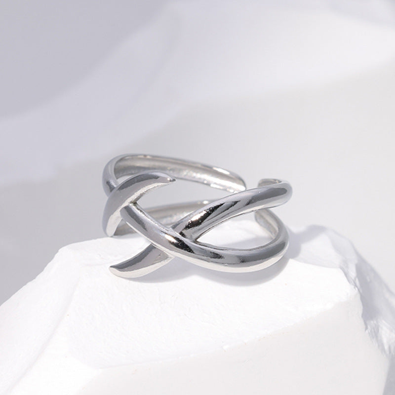 Minimalist Geometric Plated Stainless Steel Open Ring for Women