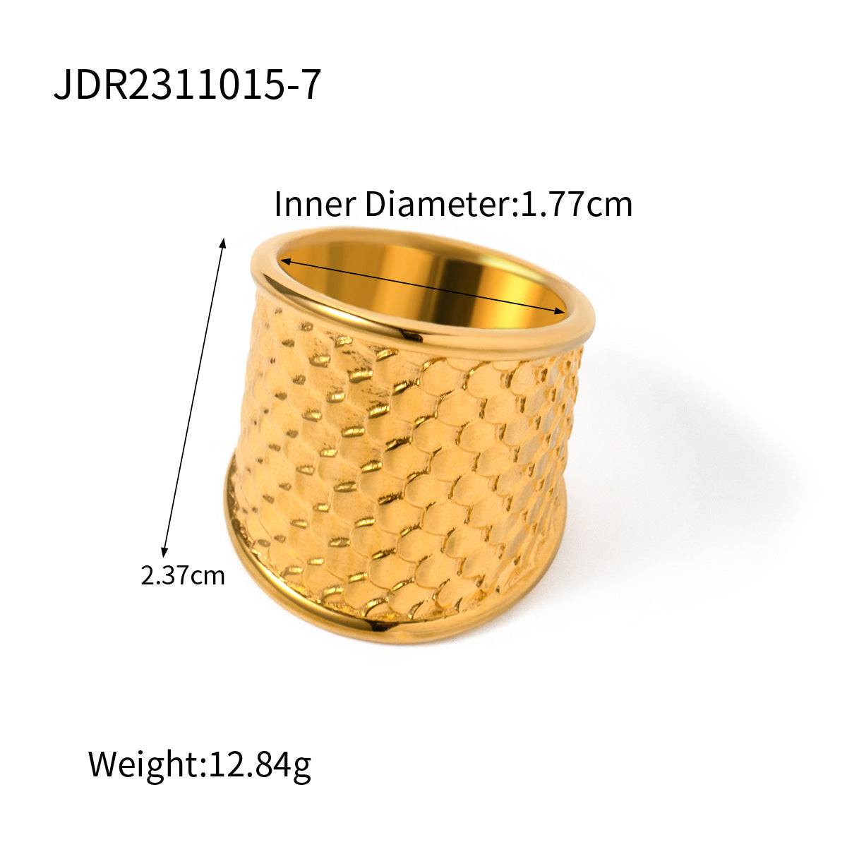 Unique Asymmetric Ins Style 18K Gold Plated Stainless Steel Fish Scale Ring Earring Bracelet Set for Women