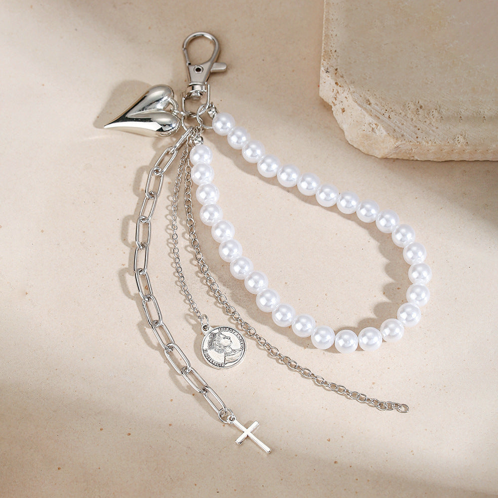 Streetwear Geometric Hematite Beaded Key Chain Zinc Alloy Men's Bag Charm