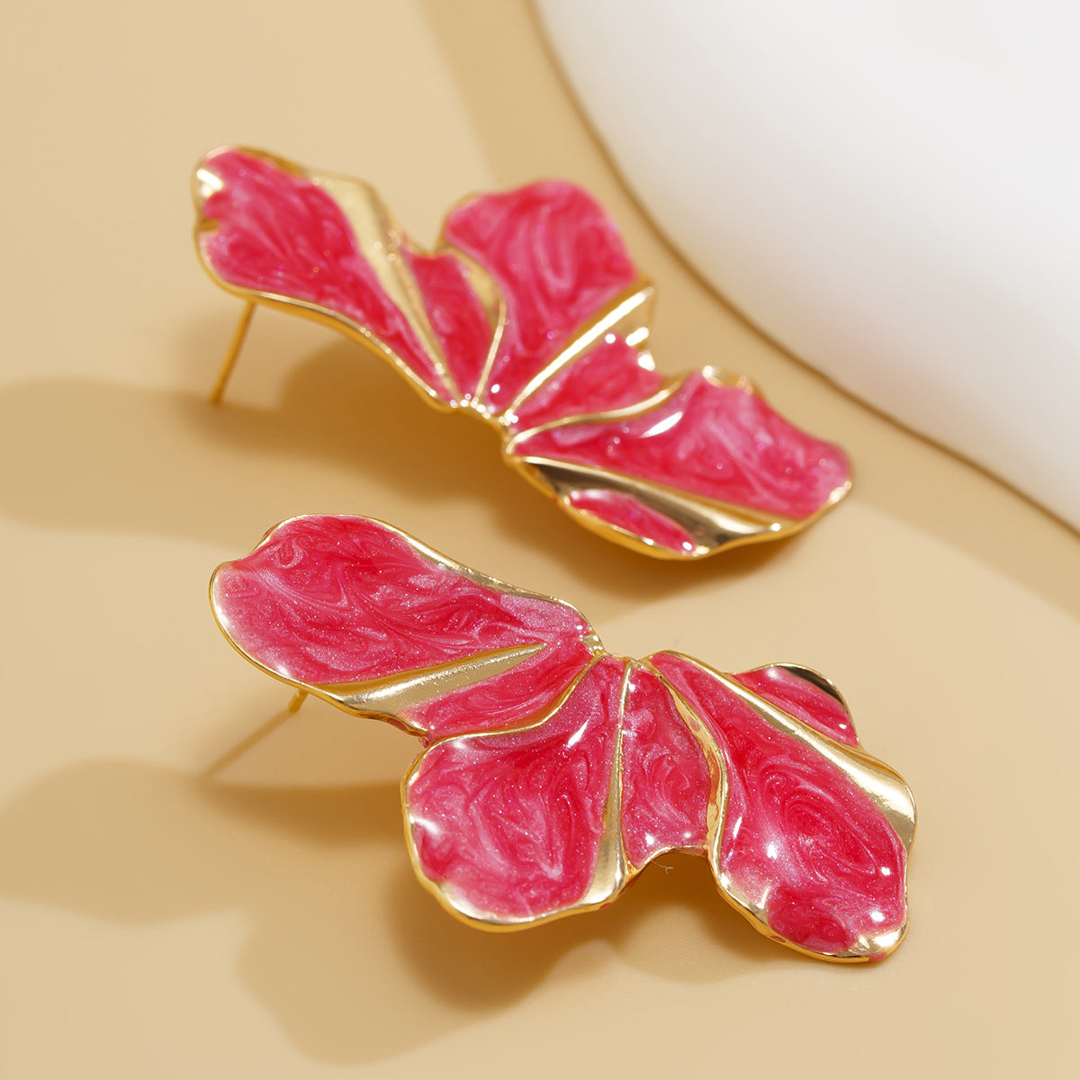 Sweet Gradient Drip Oil Floral Alloy Earrings