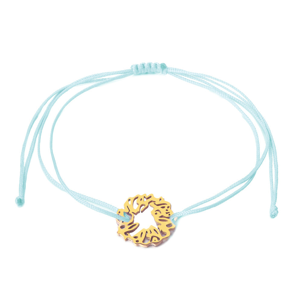 Bracciale da donna regolabile intrecciato in titanio e acciaio, geometrico, minimalista e naturale