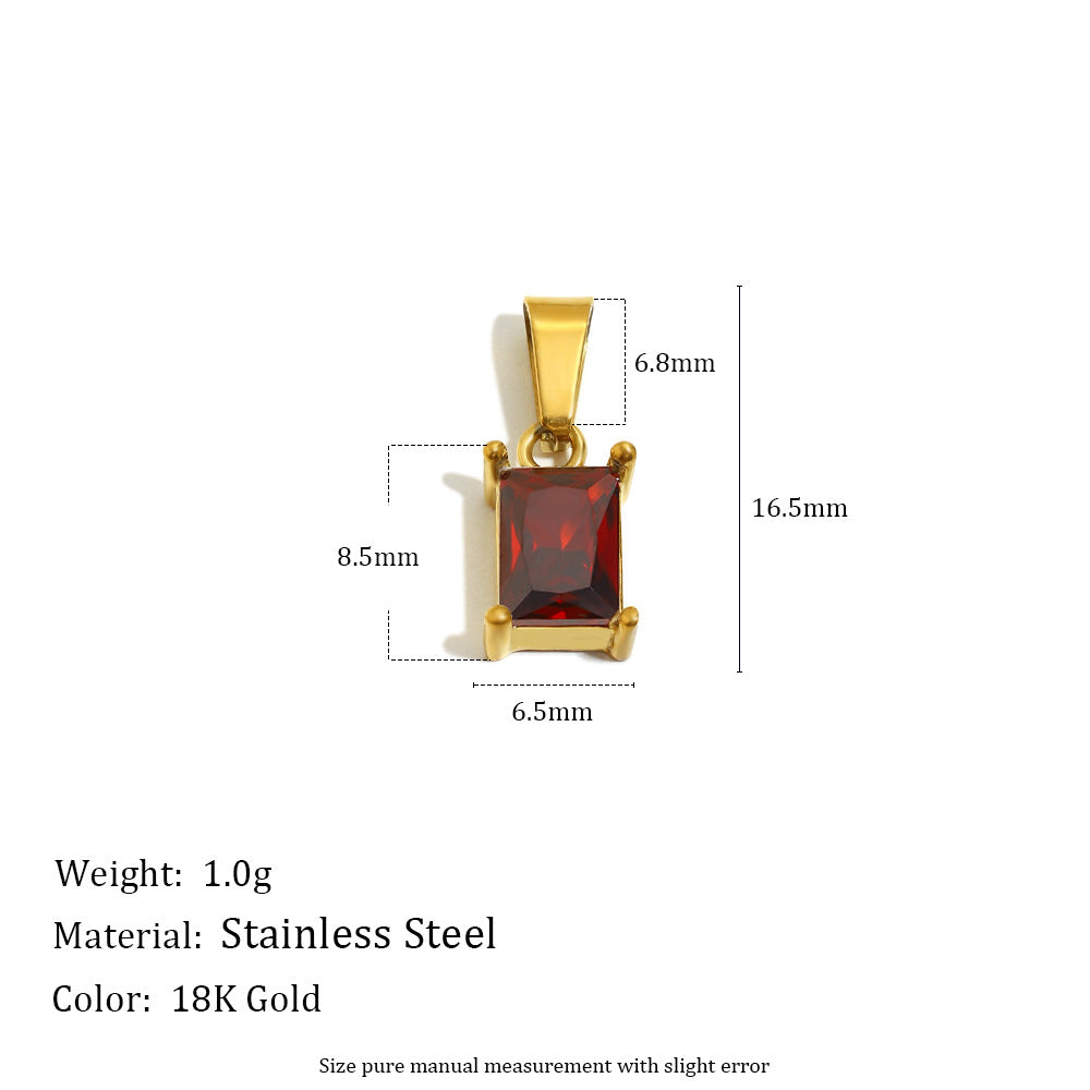 Colgante Minimalista Geométrico de Zirconia Rectangular para Mujer, Acero Inoxidable con Baño de Oro de 18K