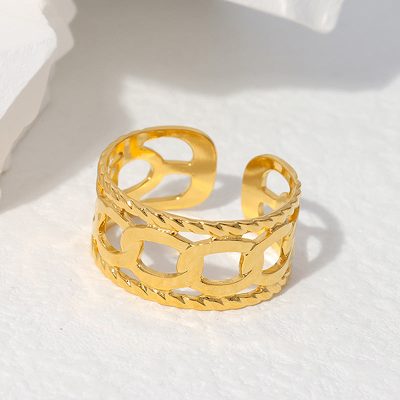 Anello Aperto Geometrico Minimalista da Donna in Acciaio Inossidabile con Placcatura in Oro 18K