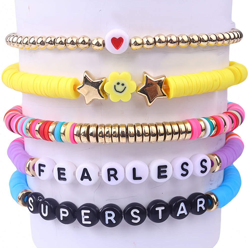 Casual Letter Resin Bracelet Set Unisex