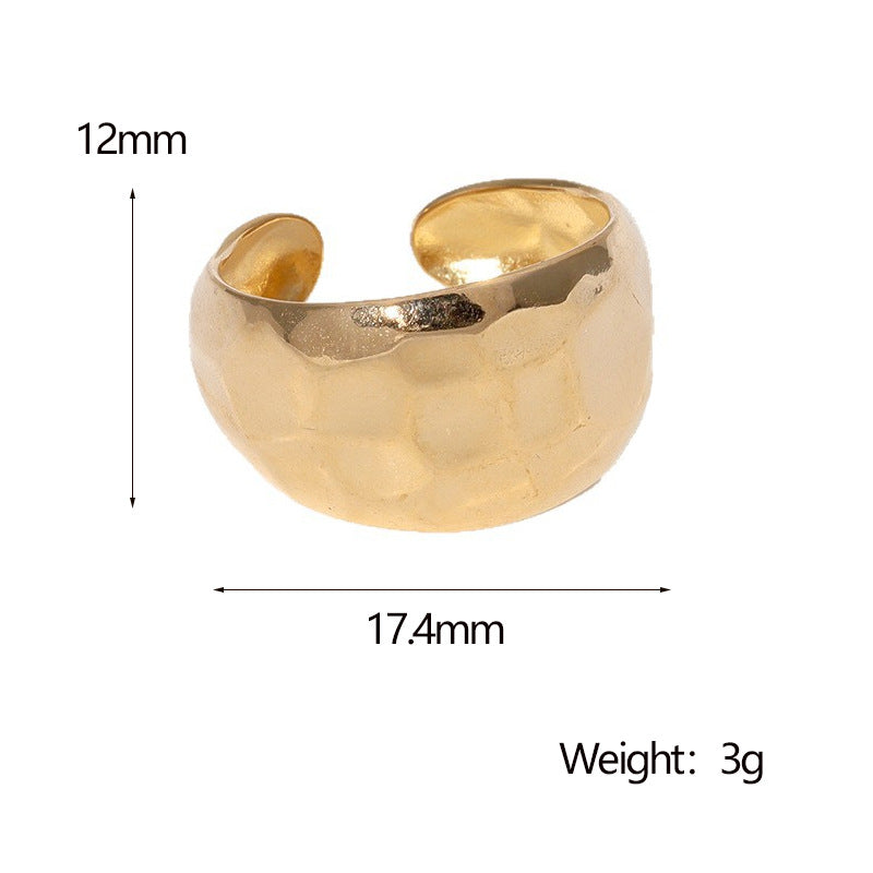 Minimalist Titanium Steel Adjustable Open Ring for Women and Men with Plated Finish, Hypoallergenic Stainless Steel Band