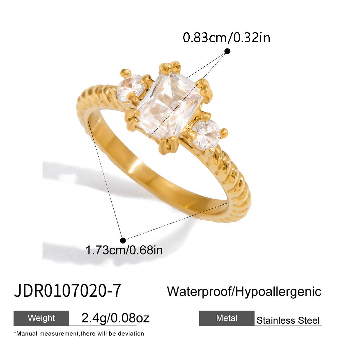 Anello Minimalista Geometrico in Acciaio al Titanio con Intarsio di Zirconi per Donne Gioielli Ipoallergenici in Acciaio Inossidabile