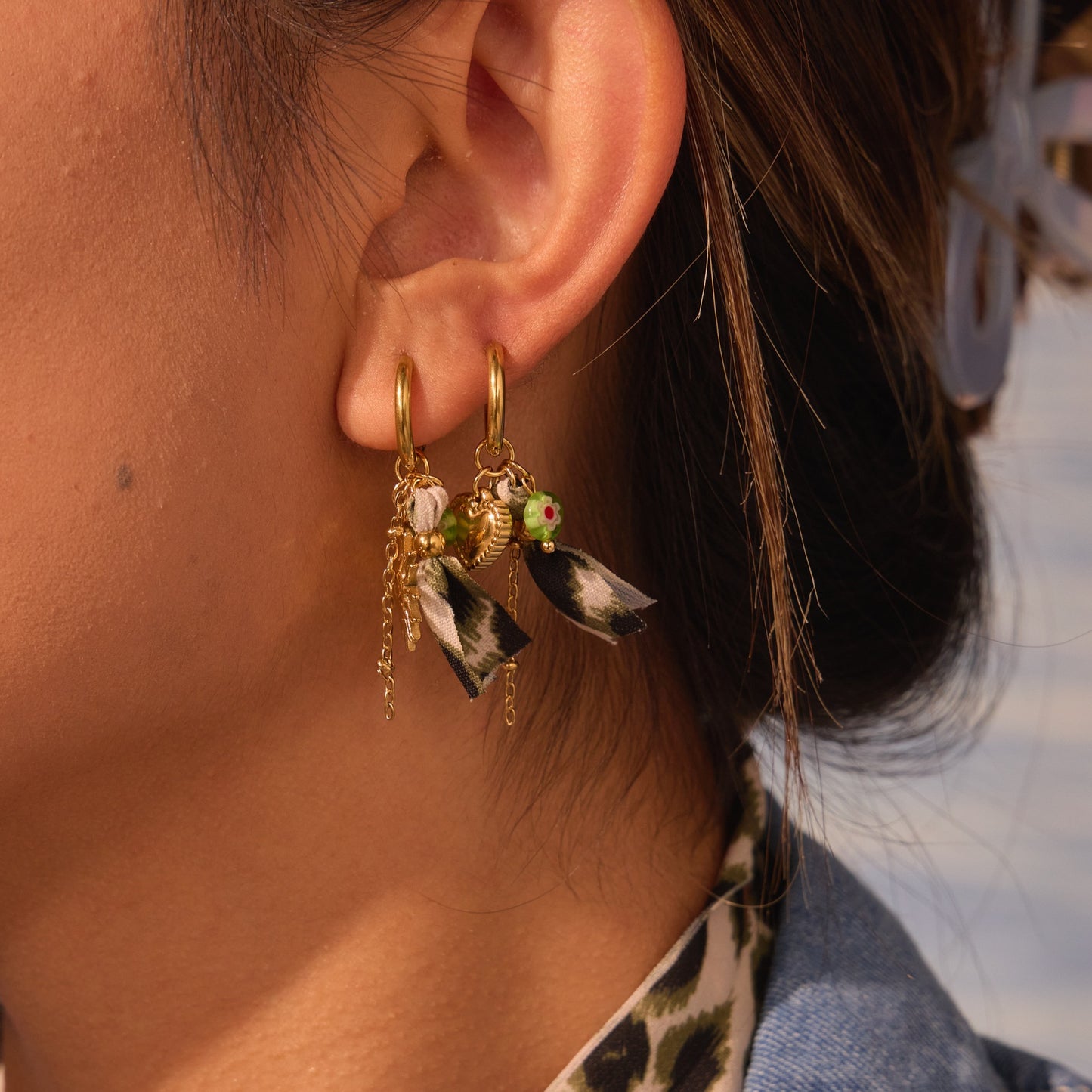 Collar con colgante de corazón de leopardo de moda en acero inoxidable con galvanoplastia para mujer