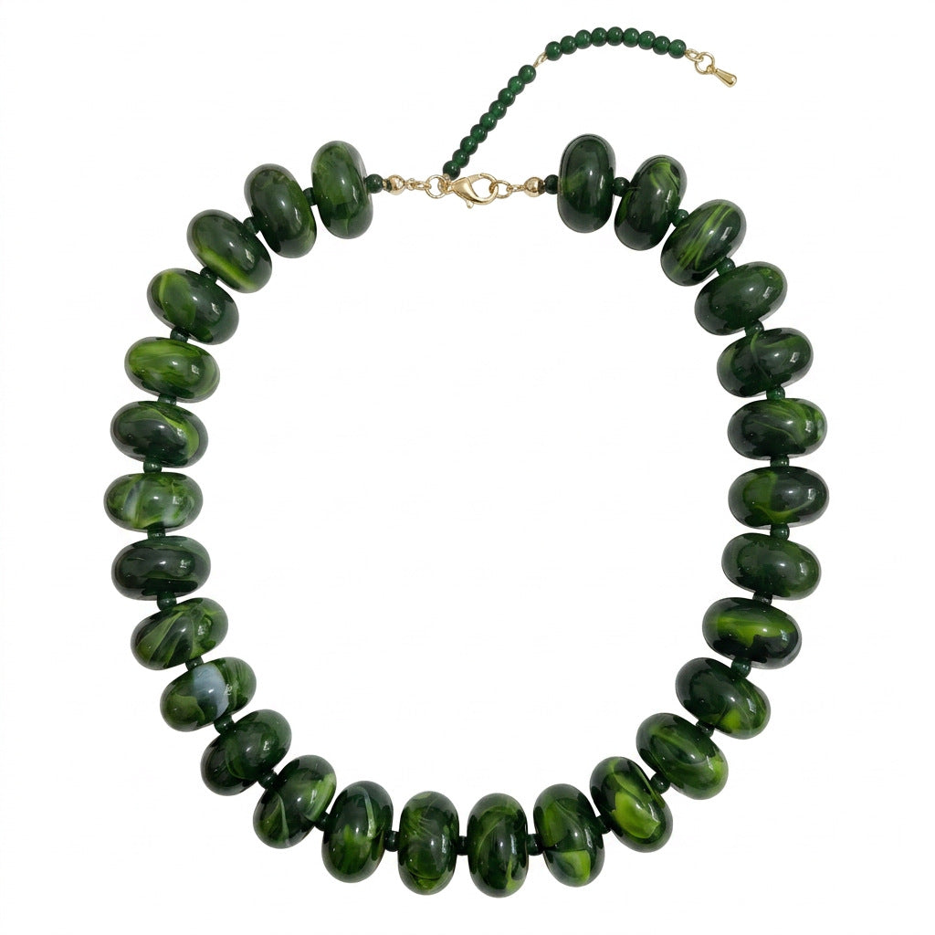 Bohemian Geometric Acrylic Pendant Brass Ball Chain Necklace for Women