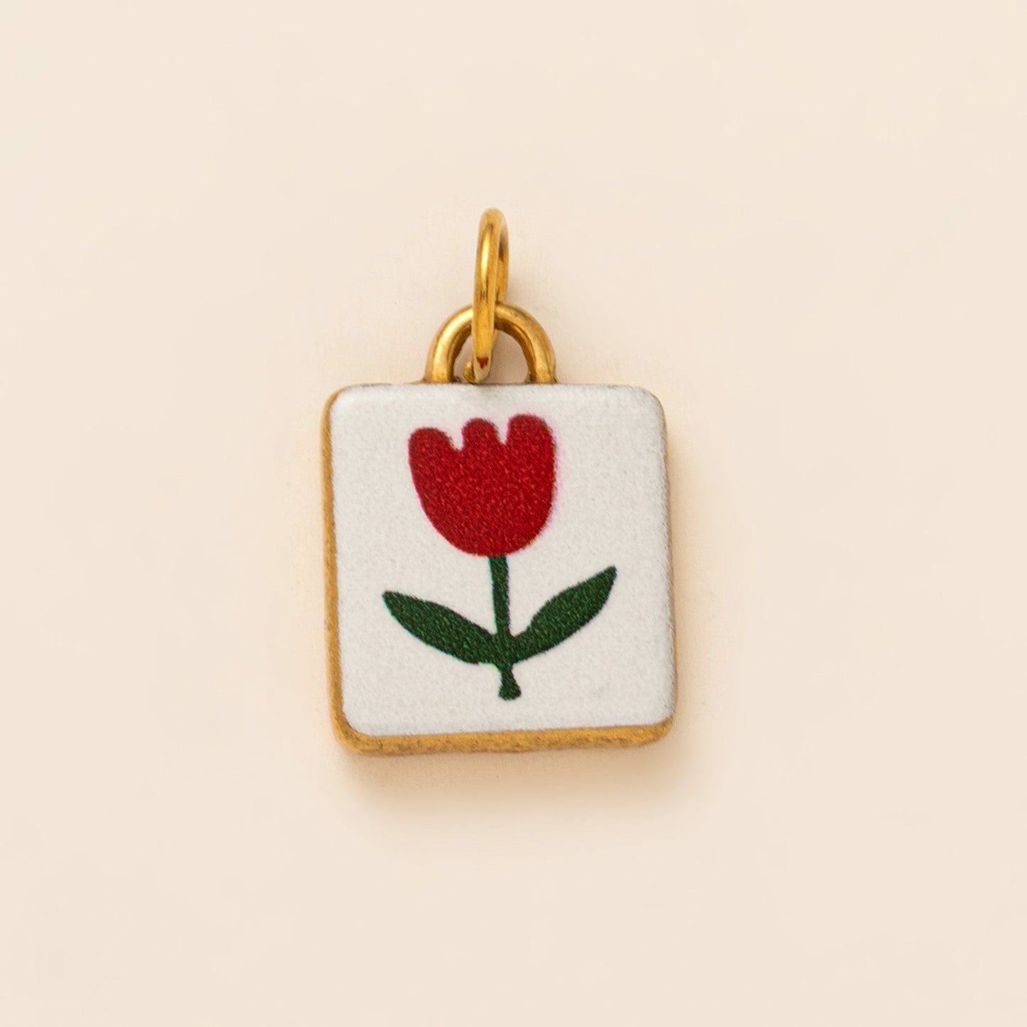 Vintage 18K Gold Plated Stainless Steel Floral Geometric Charm Bar