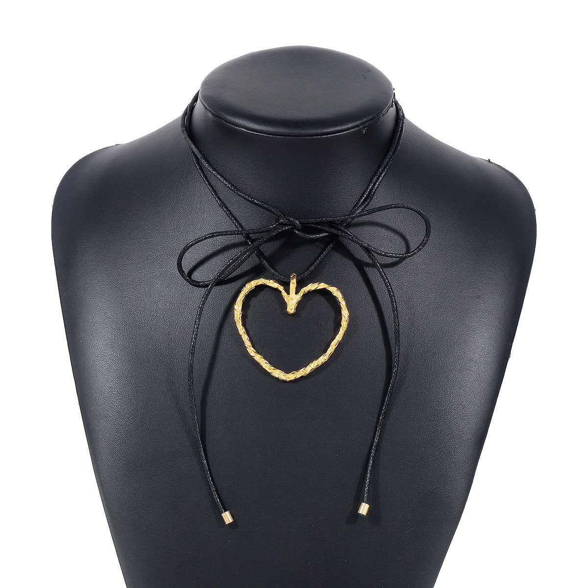 Collar con dije de corazón dulce y atrevido con cordón trenzado y dije de aleación, cadena con medallón de diseño geométrico minimalista