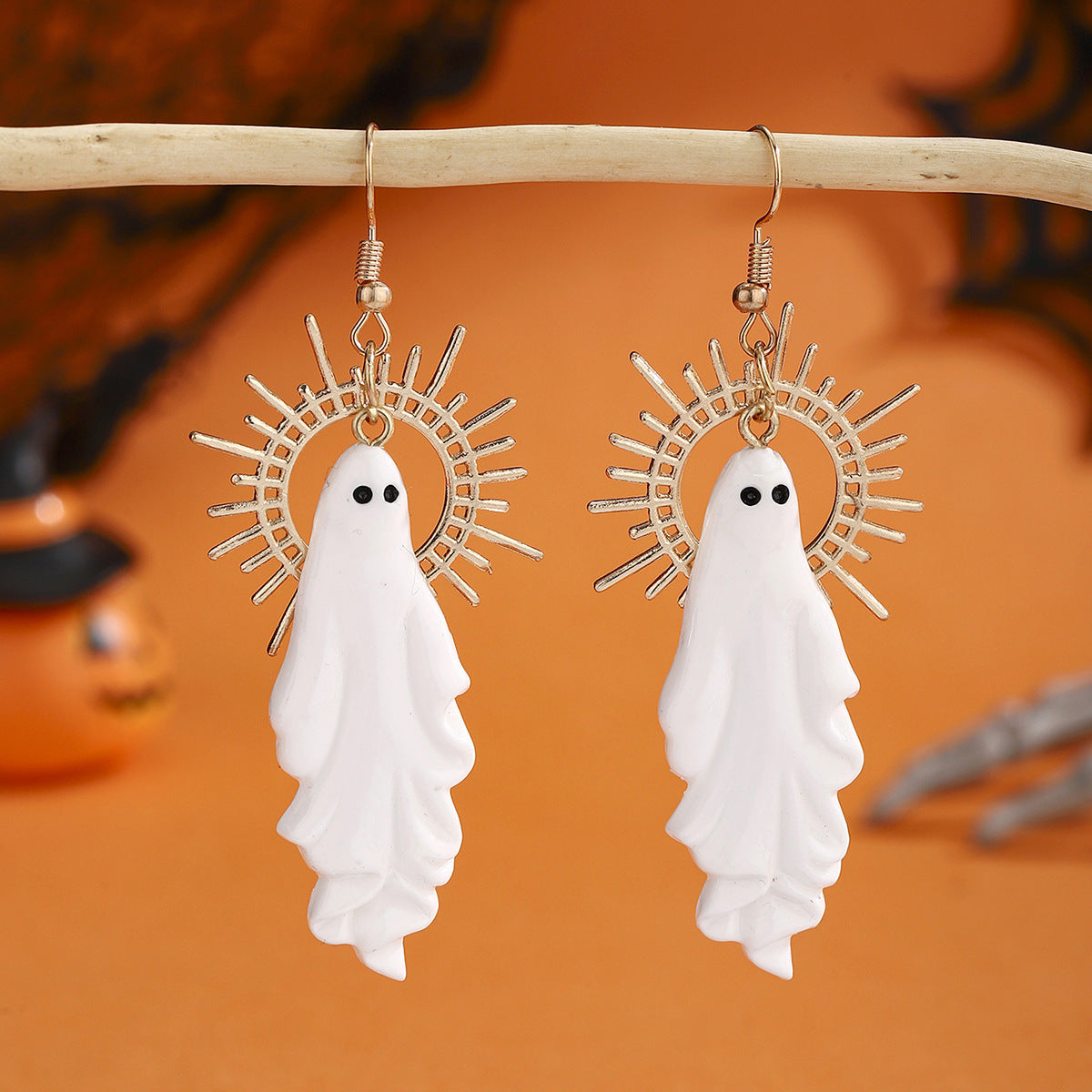 Aretes colgantes de fantasma geométricos de estilo bohemio de aleación con postes de acero inoxidable