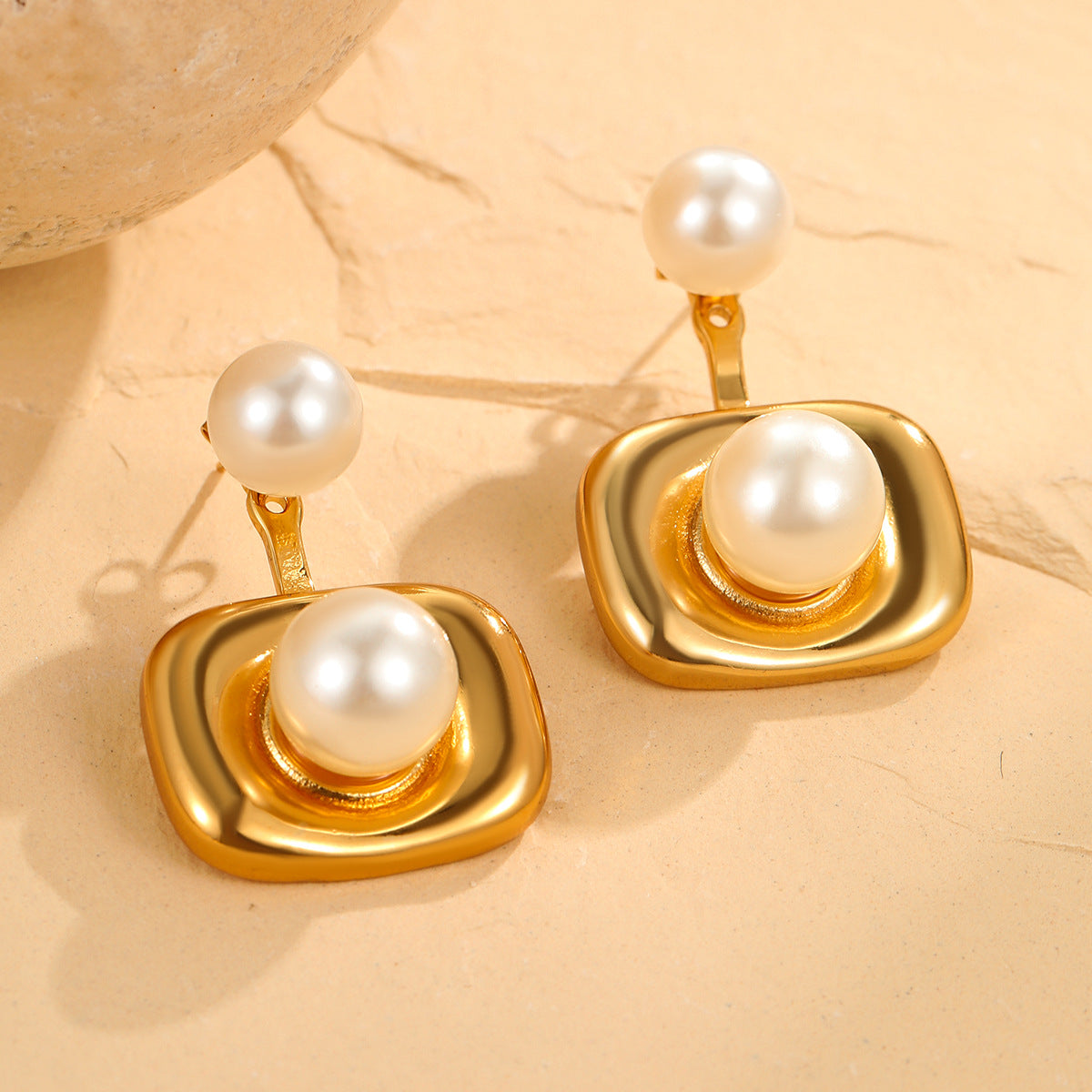 Vintage-Inspired Stainless Steel Bee and Geometric Earrings with 18K Gold Plating for Women