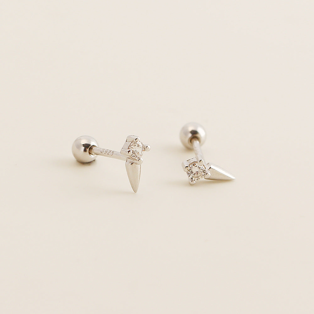 Pendientes de aro con remaches y tornillos geométricos de plata de ley 925 Sweet Streetwear para mujer