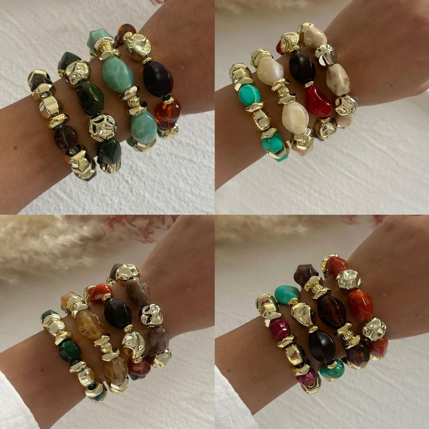 Vintage Elegant Geometric Gradient Acrylic Plated Necklace and Bracelet Set for Women