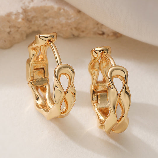 Minimalist Luxury 18K Gold Plated Brass Geometric Hollow Earrings for Women