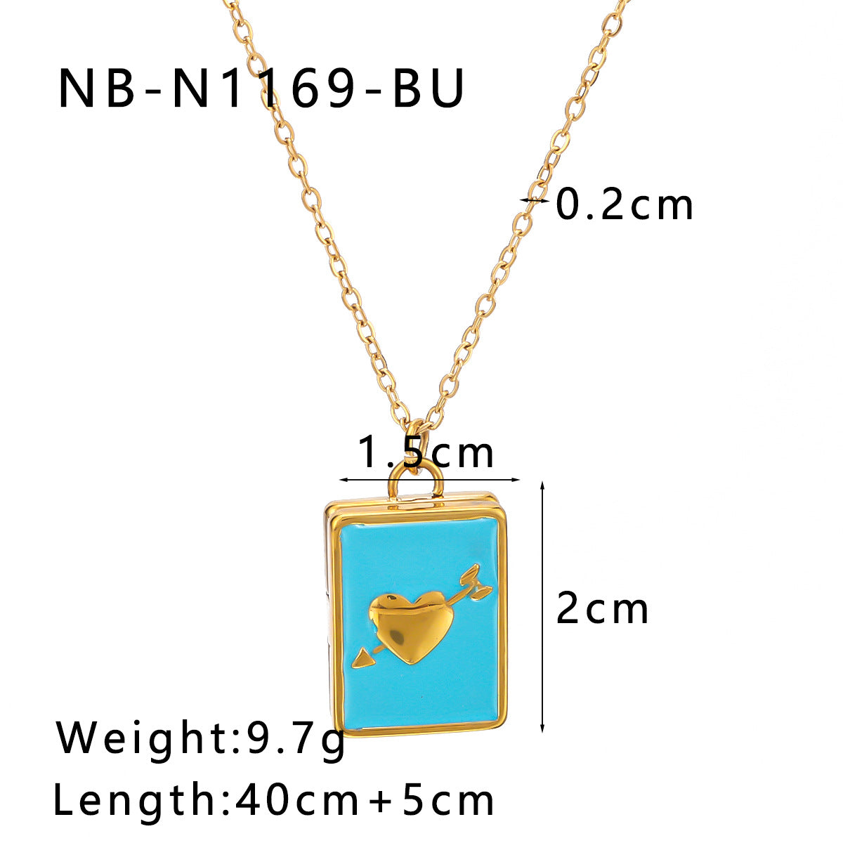 Minimalist Moon and Heart Shaped Enamel Pendant Necklace in Stainless Steel with 18K Vacuum Plated Finish for Women