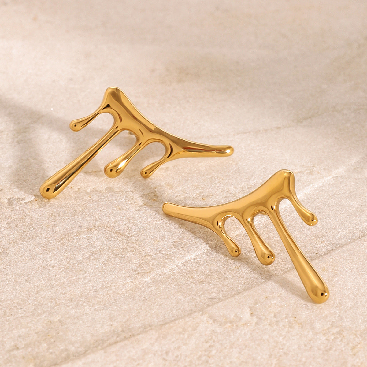 Geometric Plated Stainless Steel Titanium Stud Earrings for Women