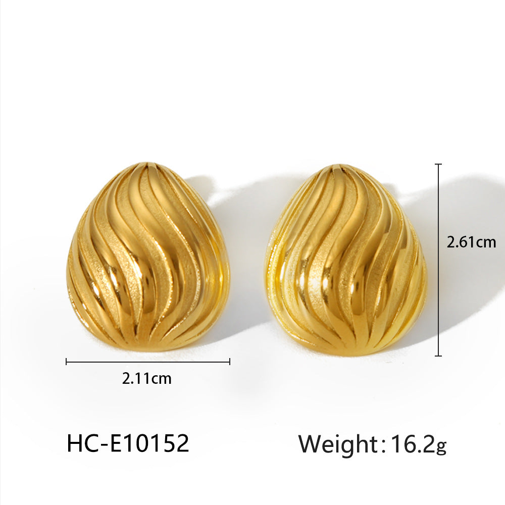 Fashion Ins Style 18K Gold Plated Stainless Steel Water Drop Geometric Earrings for Women