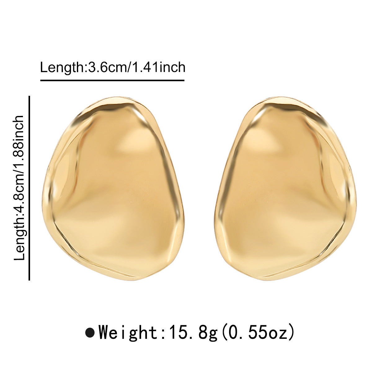 Orecchini a perno ovali geometrici chic e minimalisti in lega di zinco con finitura galvanizzata da donna