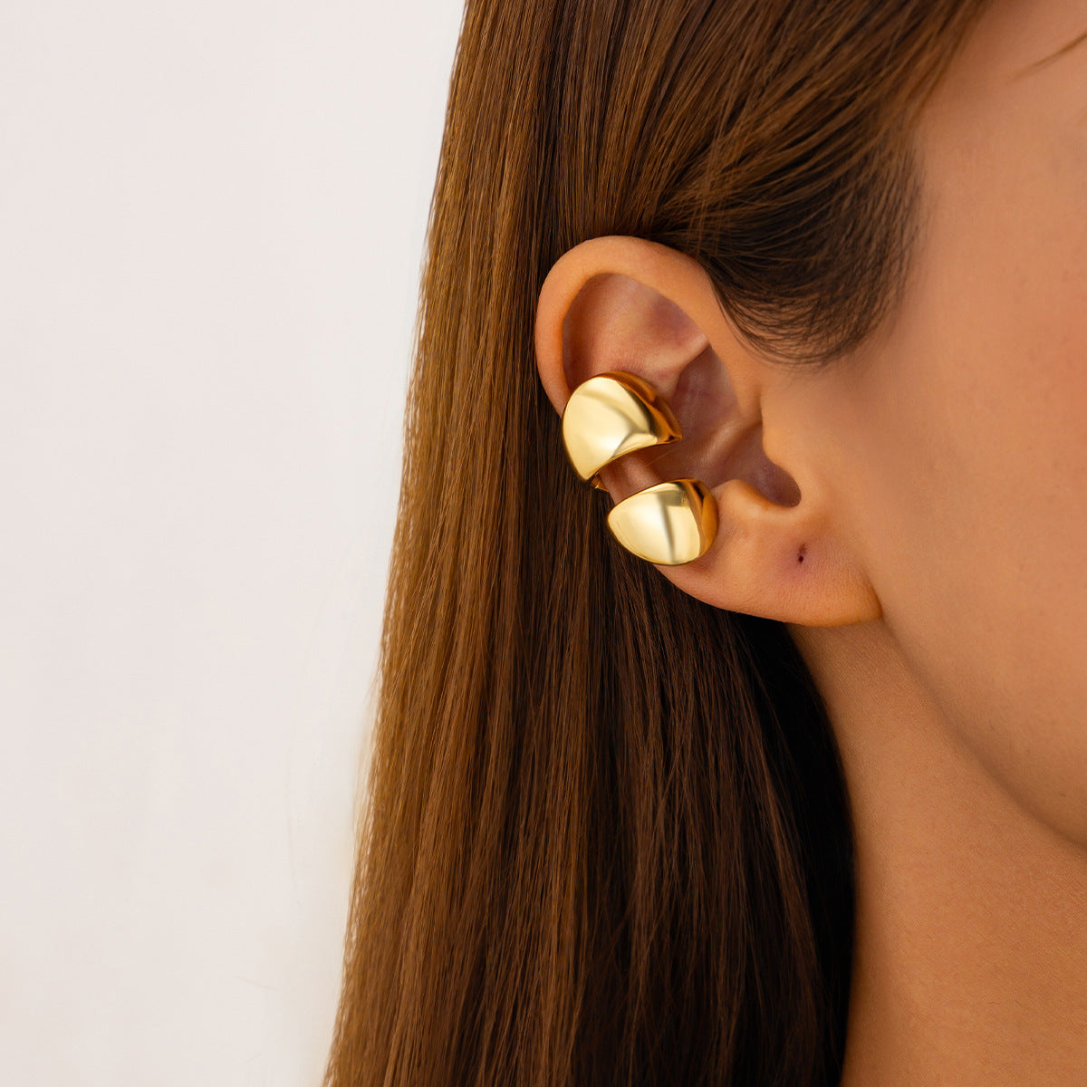 Minimalist Geometric Plated Zinc Alloy U-Shaped Ear Clip for Women