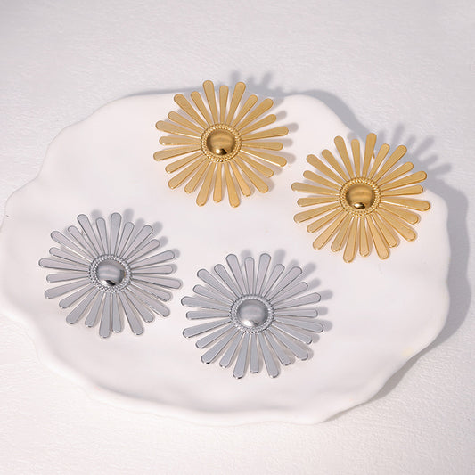 Orecchini a perno da donna in acciaio inossidabile vintage, minimalisti, floreali, a foglia con finitura placcata