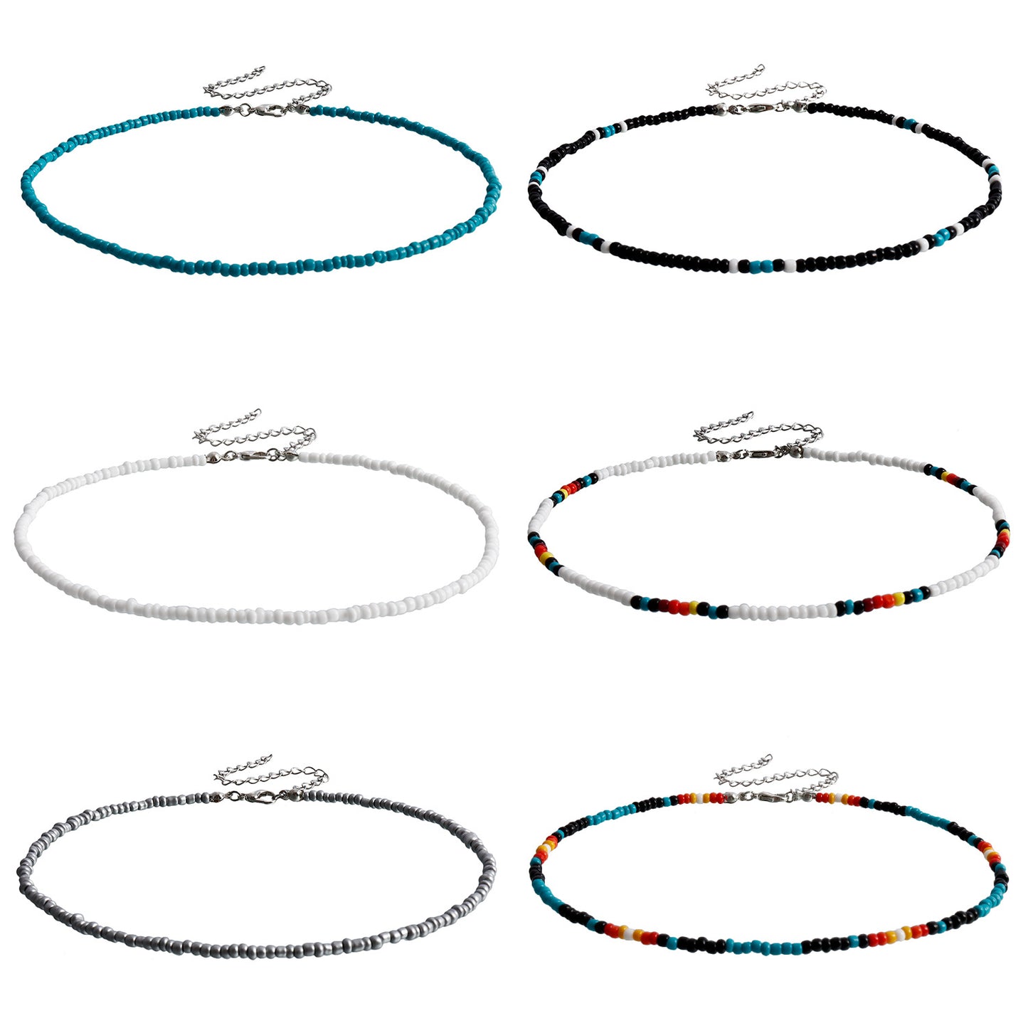 Bohemian Style Geometric Short Pendant Necklace for Women with Alloy Beads and Plated Finish
