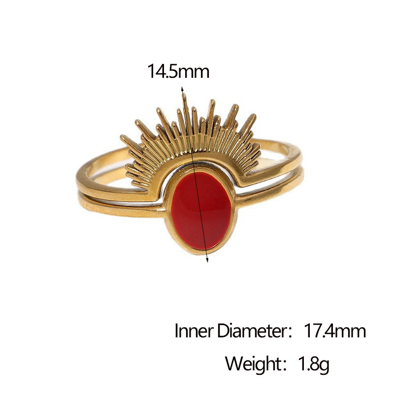 Minimalist Crown-Shaped Stainless Steel Ring with 18K Gold Plating for Women