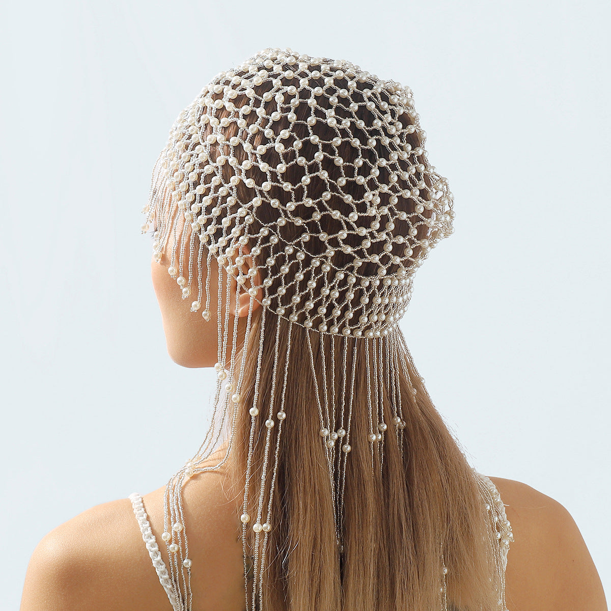 Fascia per Capelli Vintage Bohemien con Perle Geometriche, Frange e Ricami Intricati per Donna