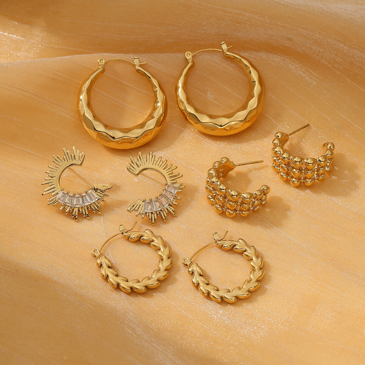 Pendientes minimalistas de titanio y acero con baño de oro de 18 quilates, aretes redondos de acero inoxidable a la moda para mujer