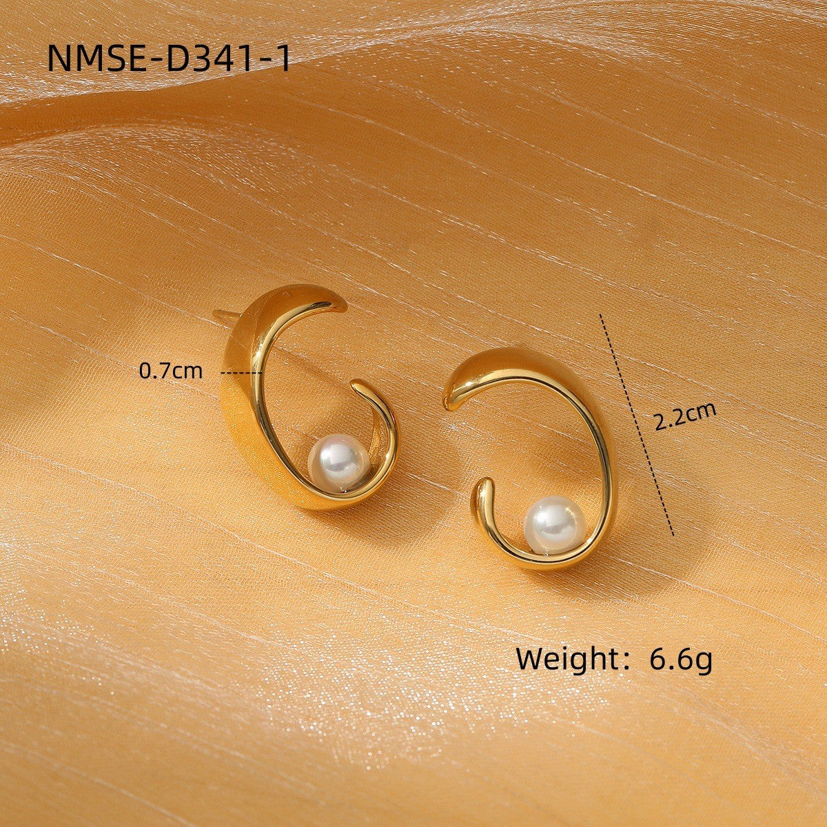 Pendientes de acero inoxidable de perlas irregulares con forma de media luna a la moda para mujer con acabado chapado