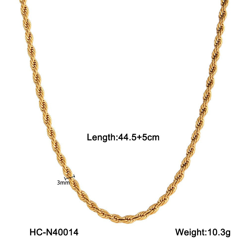 Ins Style Geometric Stainless Steel Cuban Chain Snake Chain Twisted Chain Cross Necklace for Women