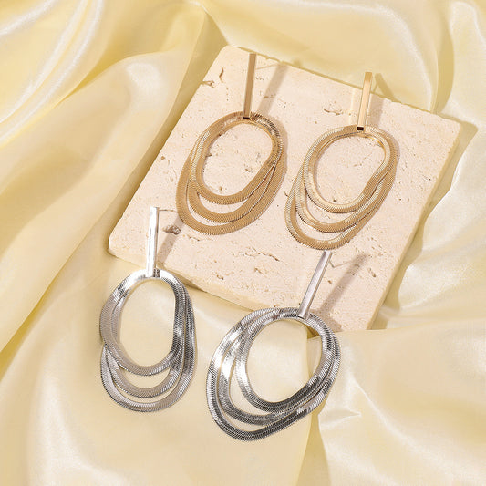 Orecchini a Cerchio da Donna in Metallo Geometrici traforati Stile Vintage con Finitura Galvanica