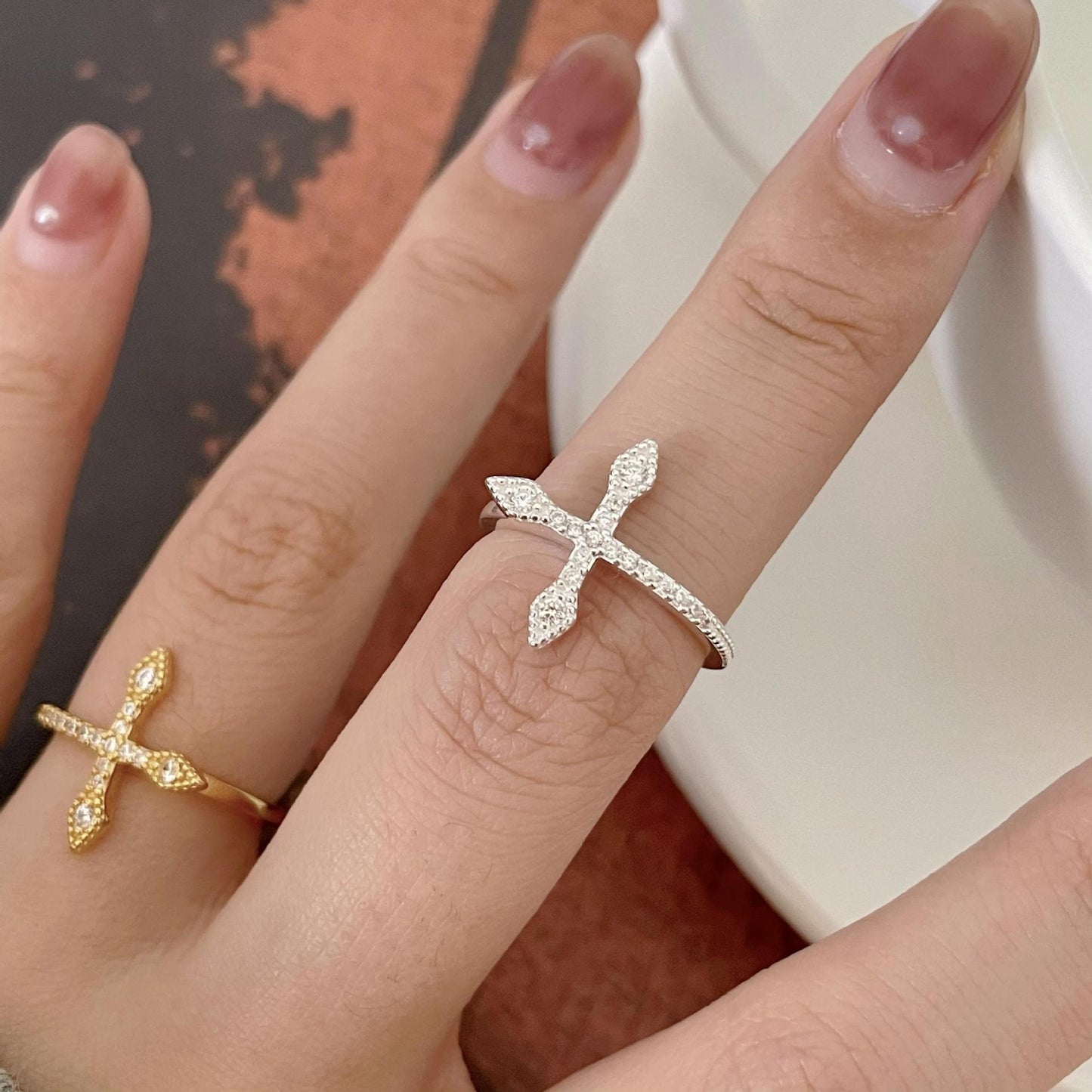 Minimalist 925 Sterling Silver Geometric Cross Ring for Women