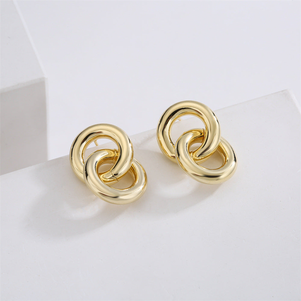Geometric Minimalist Earrings in Copper with 14K Gold Plating and 925 Sterling Silver Posts