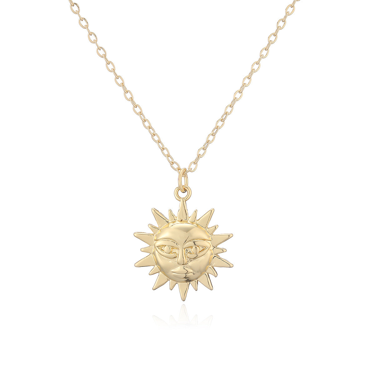Minimalist 18K Gold Plated Brass Geometric Pendant Necklace with Cubic Zirconia for Women