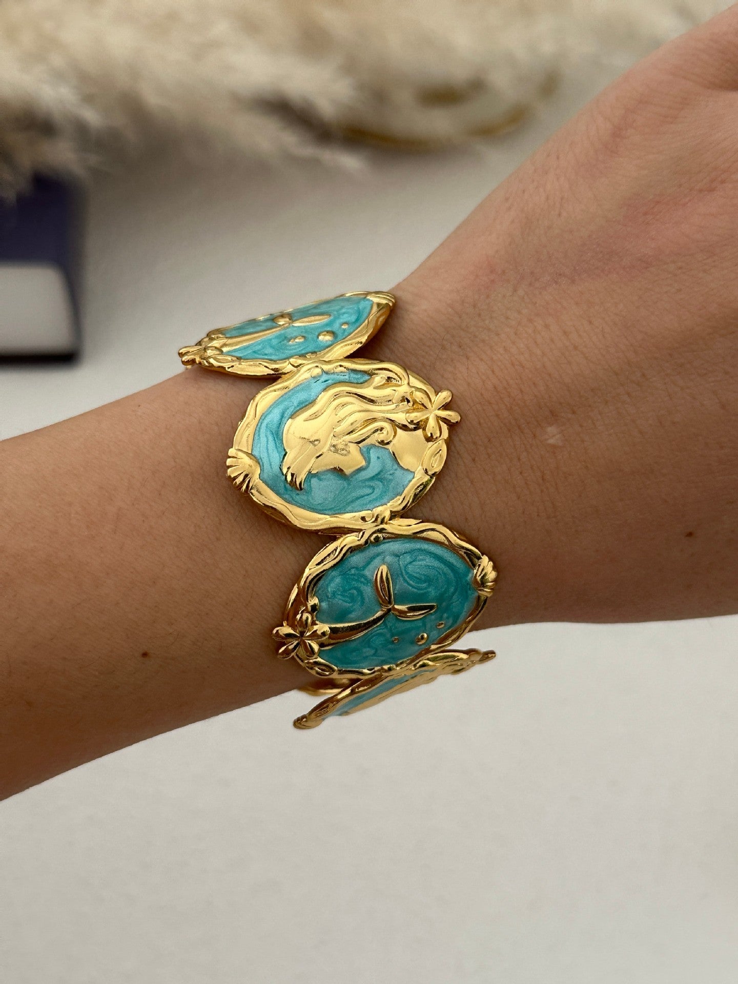 Vintage Geometric Leaf Flower Heart Star Drip Oil Stainless Steel Open Cuff Bracelet for Women