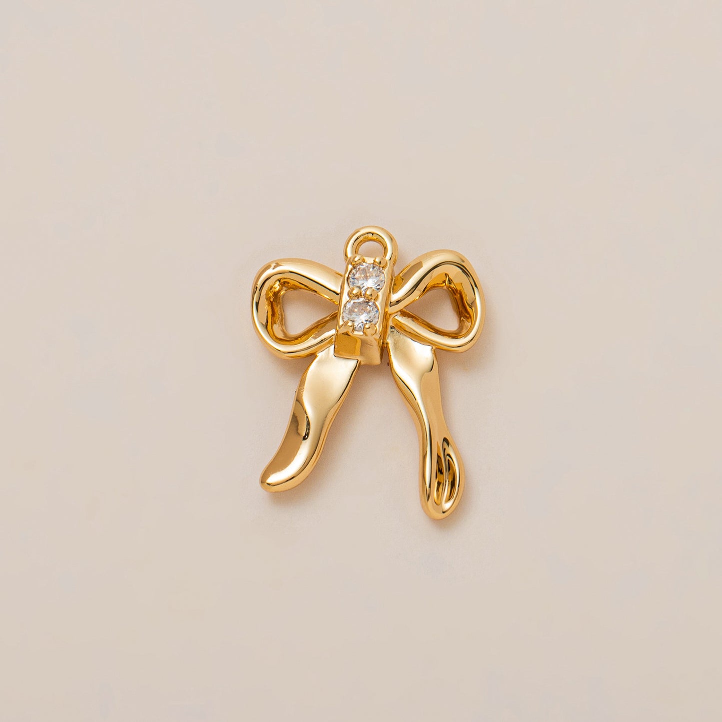 Luxury 18K Gold Plated Brass Heart Bow Geometric Pendant