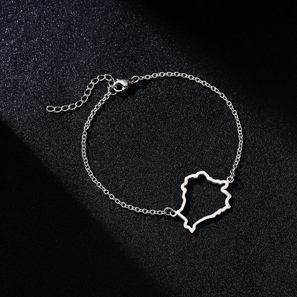 Pulsera geométrica minimalista hueca de acero de titanio para hombres y mujeres con acabado pulido