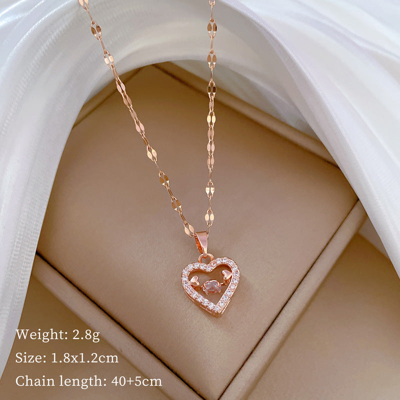 Geometric Minimalist Titanium Steel Necklace with Copper Pendant Plated in Real Gold Irregular Chain