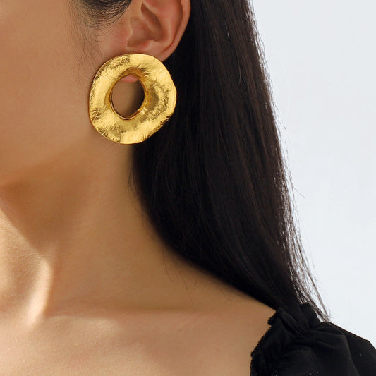 Orecchini a Cerchio in Lega con Finitura Galvanica a Forma Geometrica da Donna, Stile Minimalista Cool