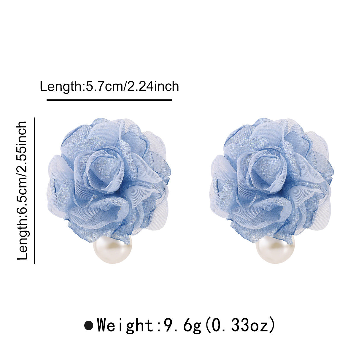 Pendientes de té de rosa hechos a mano de gasa floral y perlas de imitación estilo vintage de Hong Kong