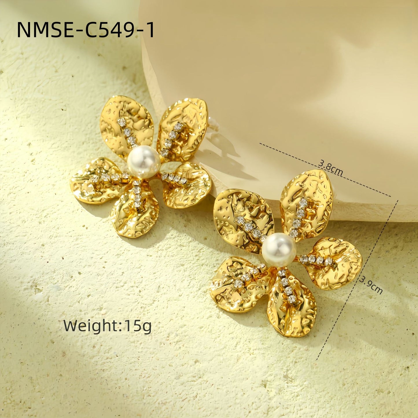 Elegantes Pendientes de Perlas de Acero Inoxidable con Forma Geométrica y Baño de Oro para Mujer