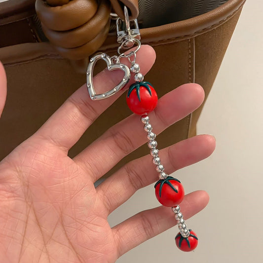 Geometric Heart Fruit Alloy Plated Bag Charm Keychain