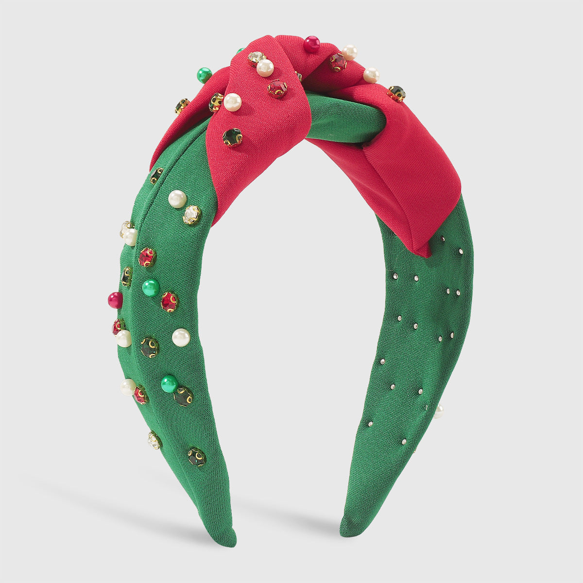 Fascia per Capelli Natalizia Dolce e Audace con Strass e Perle, Cerchietto Festivo a Fascia Larga da Donna