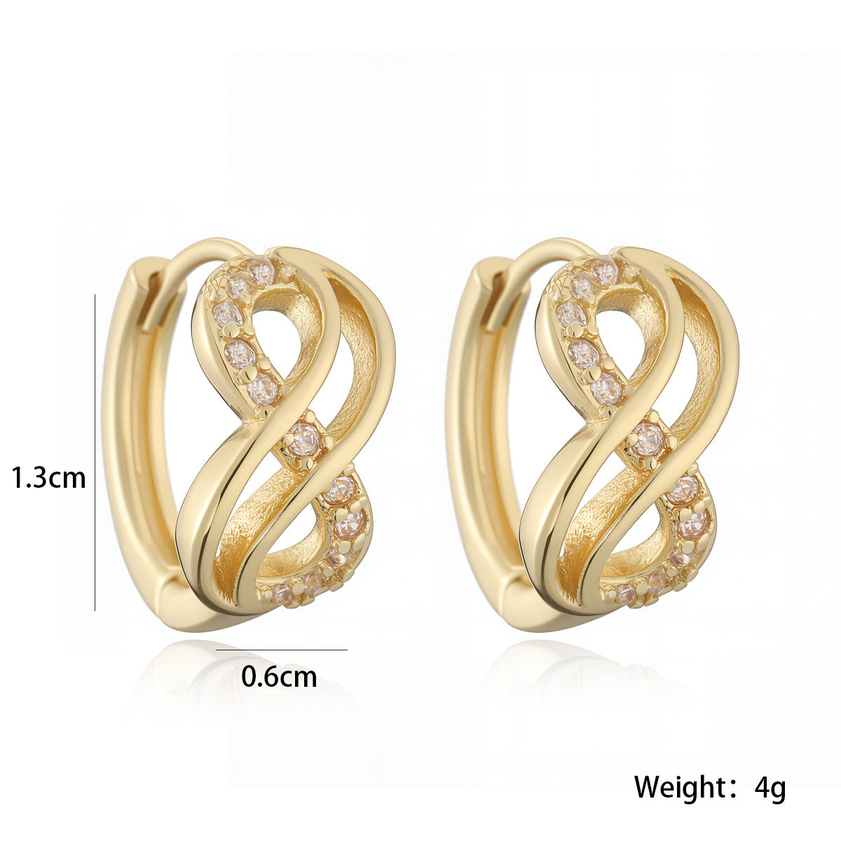 Minimalist Luxe Geometric Hoop Earrings for Women in Brass with 18K Gold Plating and Micro-Paved Zirconia