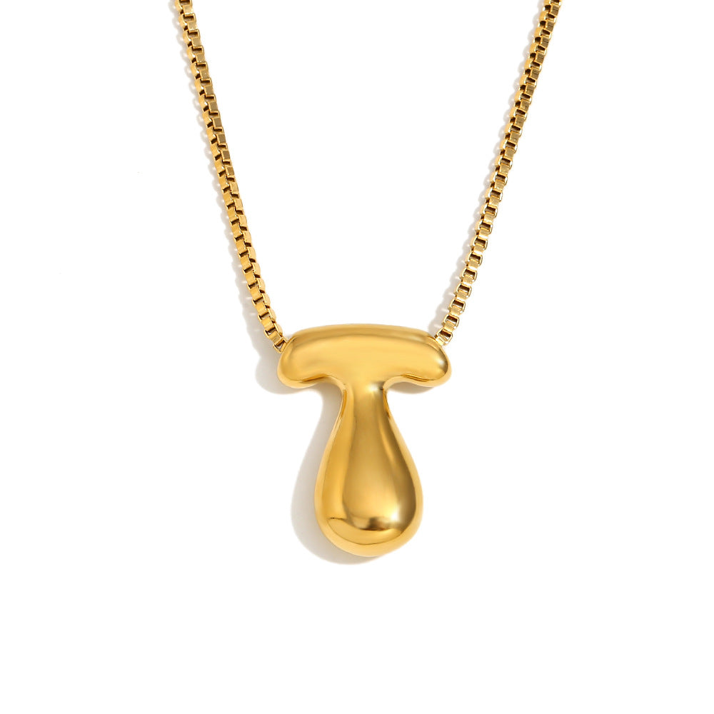 Minimalist Fashion Letter Necklace for Women Stainless Steel Pendant with 18K Gold Plating