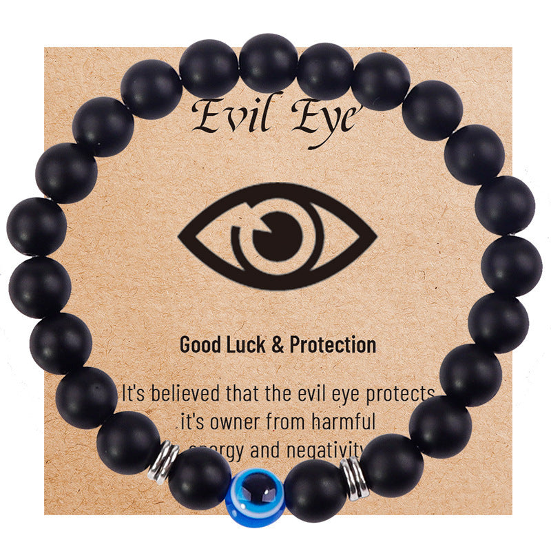 Unisex Evil Eye Beaded Bracelet with Tiger's Eye and Agate Stone